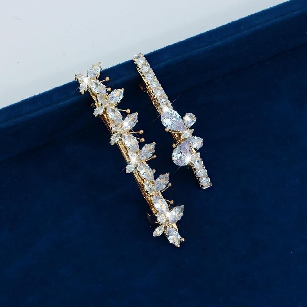 Gold Rhinestone Butterfly Hair Clips for Women Elegant Bridal Hair Accessories